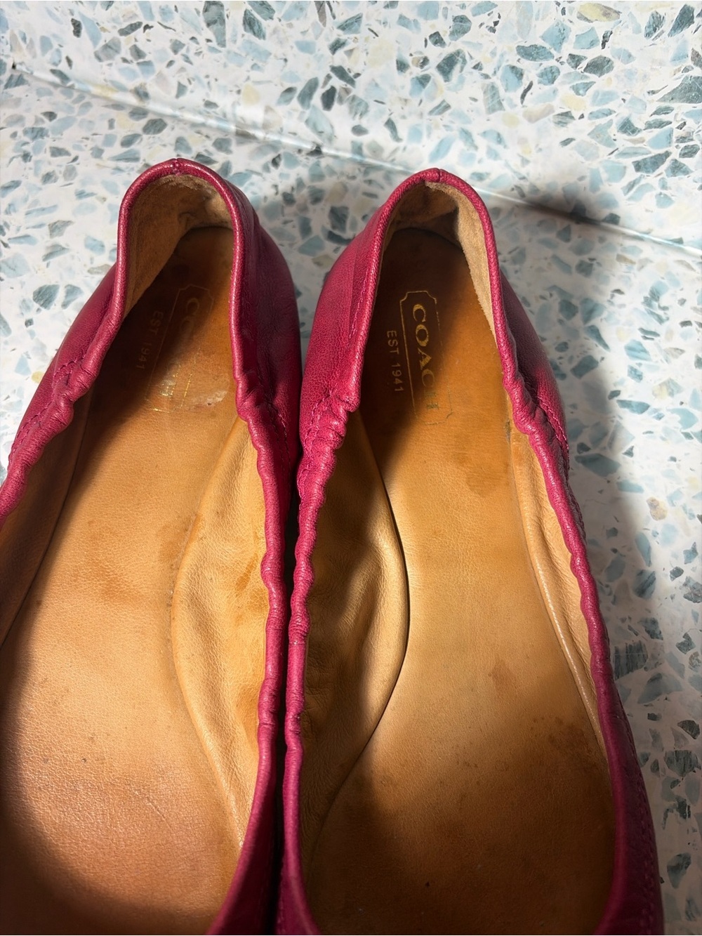 Coach Celphine Ballet Flats Pink Brown Leather Lock Accent Size 8.5B - Picture 3 of 6